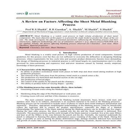 Punching and Blanking Process (Sheet Metal Forming) | PDF