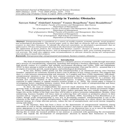 Influence of Demographic Factors on Entrepreneurial Intentions among ...