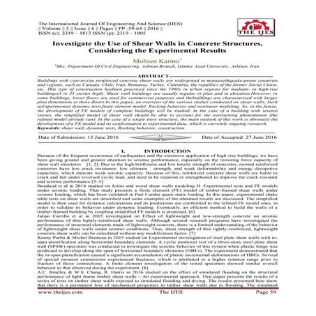 Investigate the Use of Shear Walls in Concrete Structures, Considering the Ex...