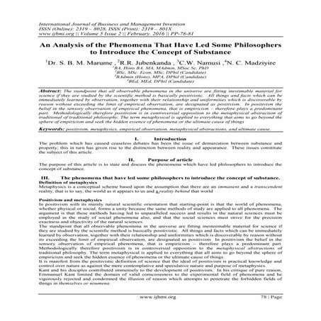 An Analysis of the Phenomena That Have Led Some Philosophers to Introduce the...