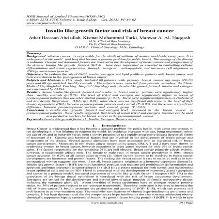 Insulin like growth factor and risk of breast cancer