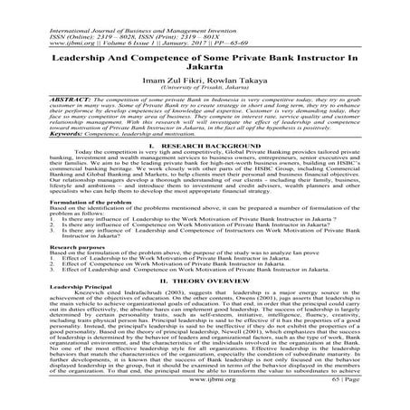 Leadership And Competence of Some Private Bank Instructor In Jakarta