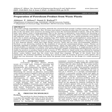 Preparation of Petroleum Product from Waste Plastic