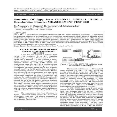 Emulation OF 3gpp Scme CHANNEL MODELS USING A Reverberation Chamber MEASUREME...