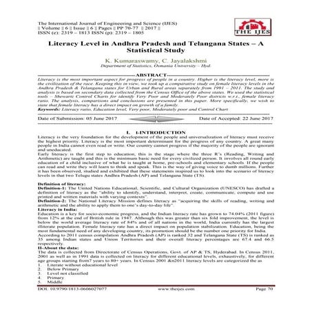 Literacy Level in Andhra Pradesh and Telangana States – A Statistical Study