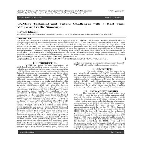ANET: Technical and Future Challenges with a Real Time Vehicular Traffic Simu...