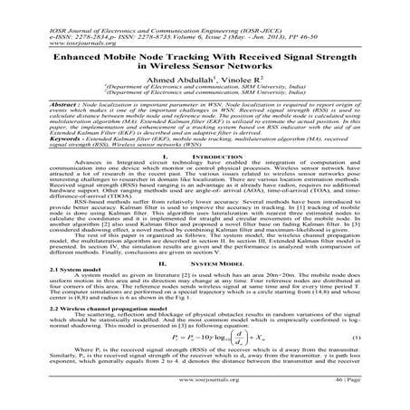 Enhanced Mobile Node Tracking With Received Signal Strength in Wireless Senso...