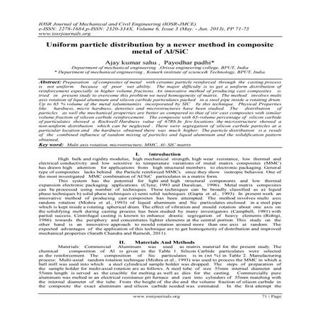 Uniform particle distribution by a newer method in composite metal of Al/SiC