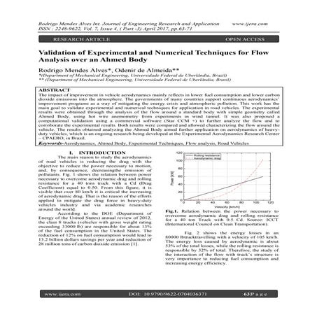 Validation of Experimental and Numerical Techniques for Flow Analysis over an...