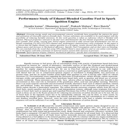 Performance Study of Ethanol Blended Gasoline Fuel in Spark Ignition ...