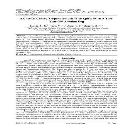 A Case Of Canine Trypanosomosis With Epistaxis In A TwoYear Old Alsatian Dog