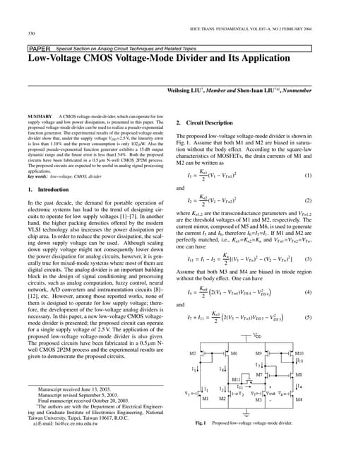 A Low Power Low Voltage High Performance CMOS Current Mirror | PDF