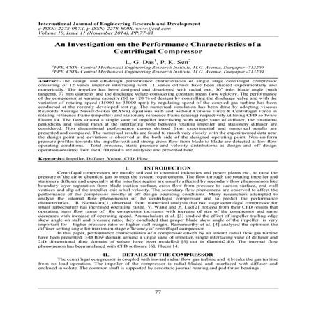 An Investigation on the Performance Characteristics of a Centrifugal Compressor