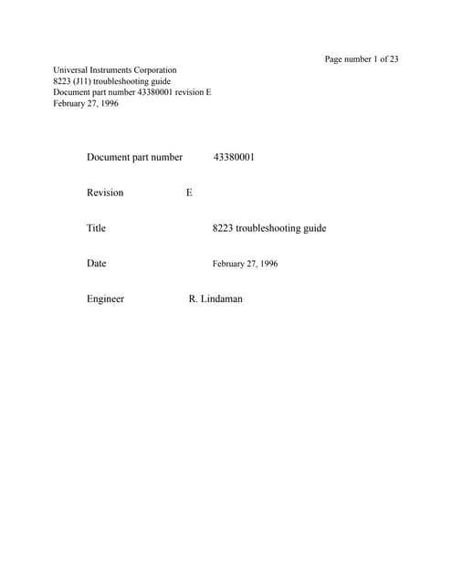8223 controller (J11) troubleshooting guide