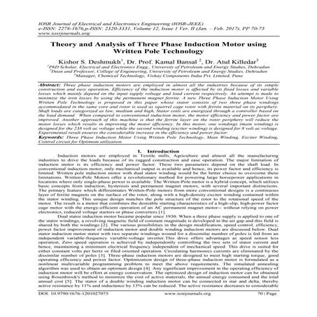 Theory and Analysis of Three Phase Induction Motor using Written Pole Technology