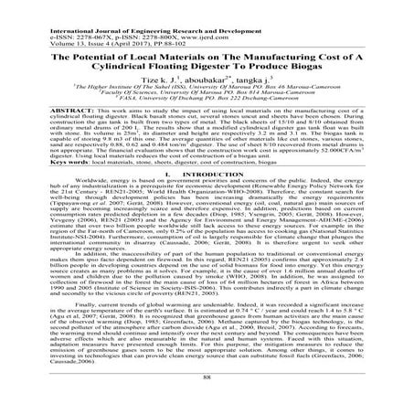 The Potential of Local Materials on The Manufacturing Cost of A Cylindrical F...