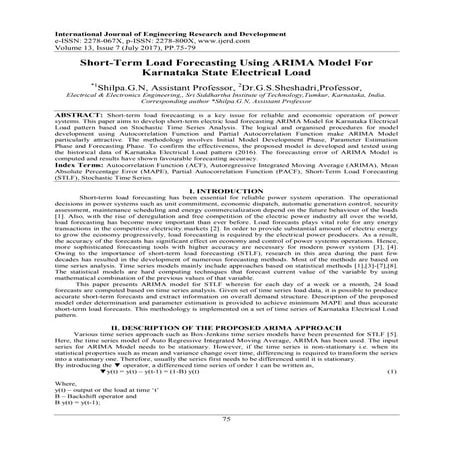 Short-Term Load Forecasting Using ARIMA Model For Karnataka State Electrical ...