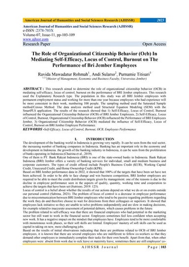 The Role of Organizational Citizenship Behavior (Ocb) In Mediating Self-Effic...