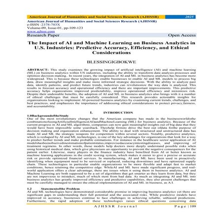 The Impact of AI and Machine Learning on Business Analytics in U.S ...