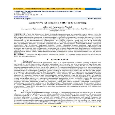 Generative AI-Enabled MIS for E-Learning