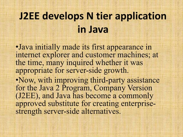J2EE develops n tier application in java