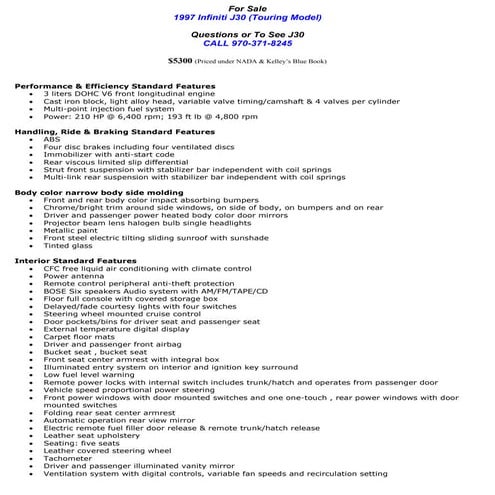 For Sale Infiniti J30 in Greeley CO