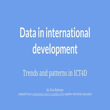 Data in international development/ICT4D