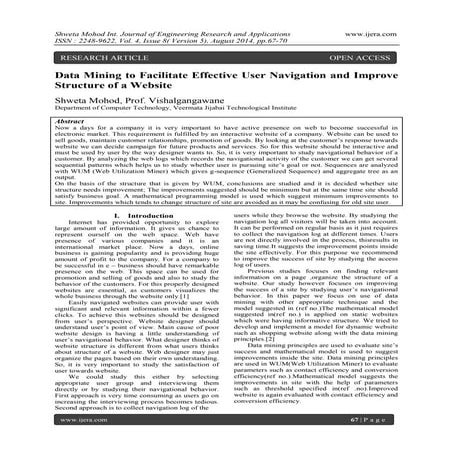 Data Mining to Facilitate Effective User Navigation and Improve Structure of ...