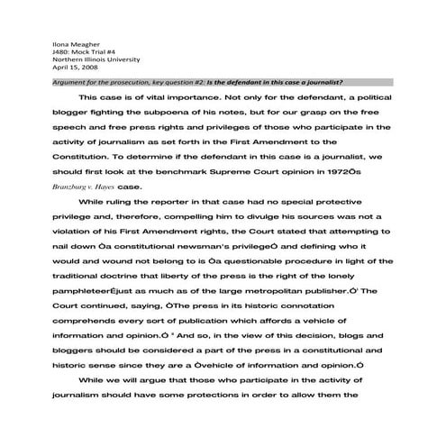 Blogger Trial Argument (2008)