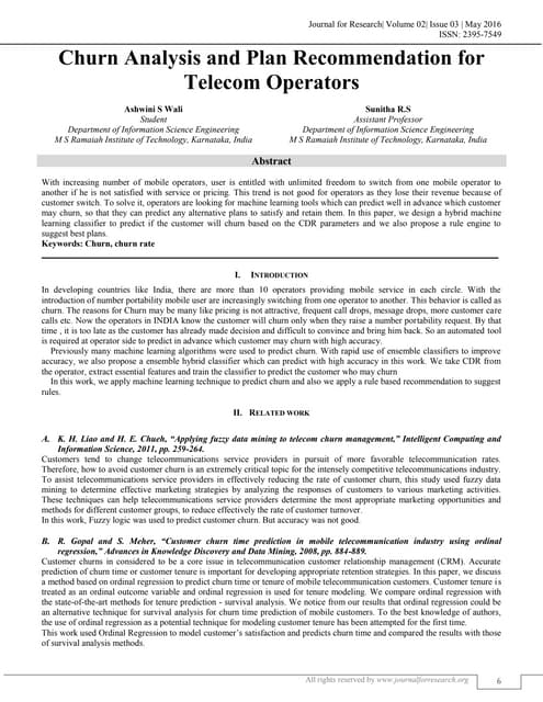 CHURN ANALYSIS AND PLAN RECOMMENDATION FOR TELECOM OPERATORS