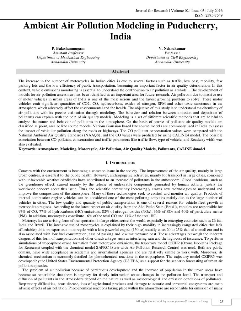 AMBIENT AIR POLLUTION MODELLING IN PUDUCHERRY, INDIA