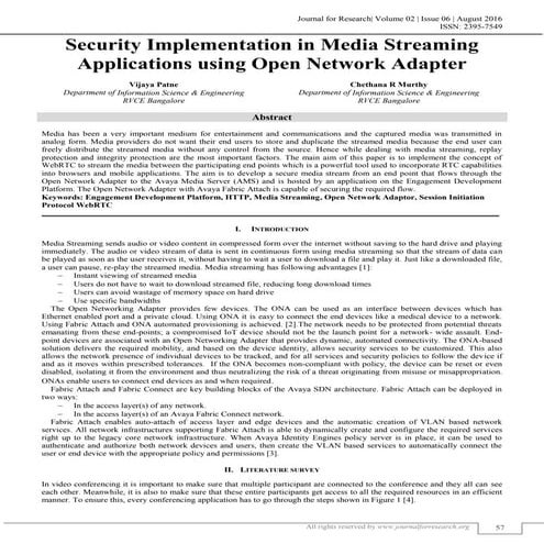 SECURITY IMPLEMENTATION IN MEDIA STREAMING APPLICATIONS USING OPEN NETWORK AD...