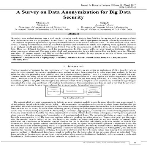 A SURVEY ON DATA ANONYMIZATION FOR BIG DATA SECURITY