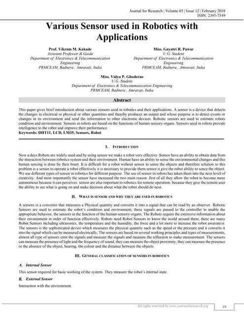 sensors in robotics | PPTX