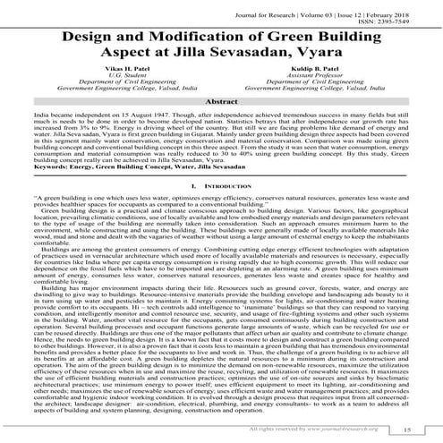 DESIGN AND MODIFICATION OF GREEN BUILDING ASPECT AT JILLA SEVASADAN, VYARA | ...