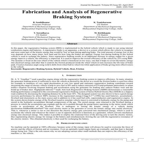 FABRICATION AND ANALYSIS OF REGENERATIVE BRAKING SYSTEM