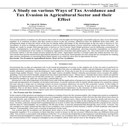 A Study on Various Ways of Tax Avoidance and Tax Evasion in ...