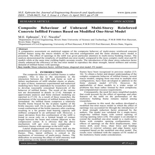 Composite Behaviour of Unbraced Multi-Storey Reinforced Concrete Infilled Fra...