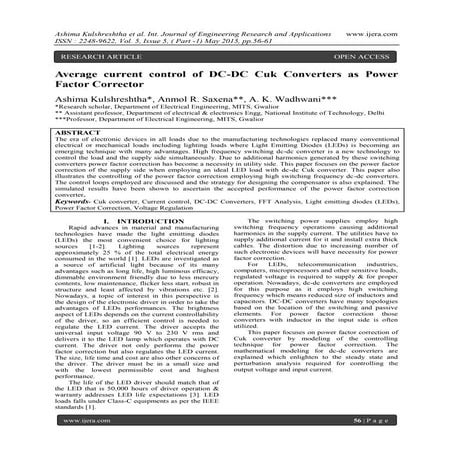Average current control of DC-DC Cuk Converters as Power Factor Corrector