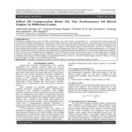 Effect Of Compression Ratio On The Performance Of Diesel Engine At Different ...