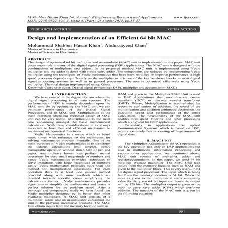 Design and Implementation of an Efficient 64 bit MAC