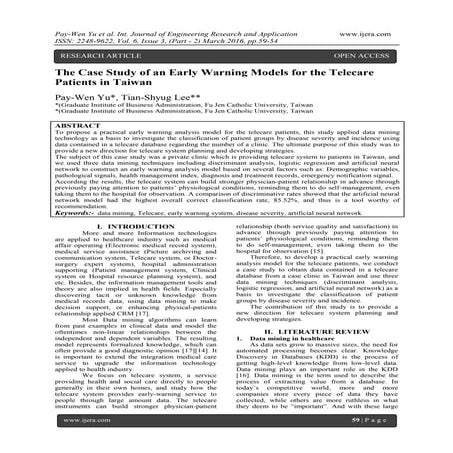 The Case Study of an Early Warning Models for the Telecare Patients in Taiwan