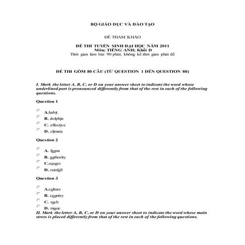 đề Thi số 7 (tiếng anh)