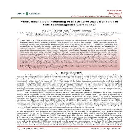 Micromechanical Modeling of the Macroscopic Behavior of Soft Ferromagnetic Co...