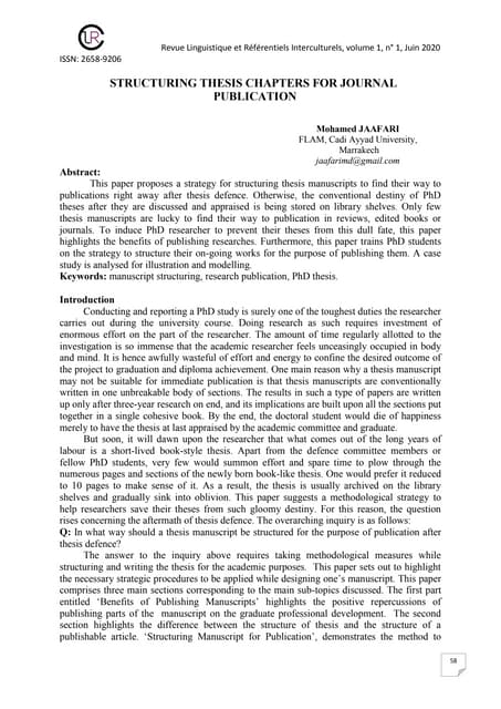 Jaafari Structuring Thesis Chapters For Publication Pdf Jaafari Structuring Thesis Chapters For Publication Pdf