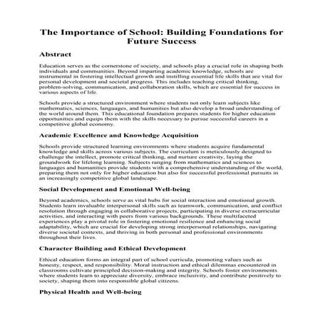 The Importance of School: Building Foundations for Future Success