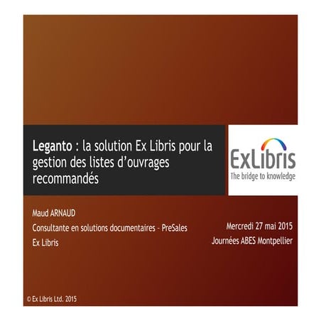 JABES 2015 LEGANTo, une solution pour la gestion de listes de lecture / Maud ...