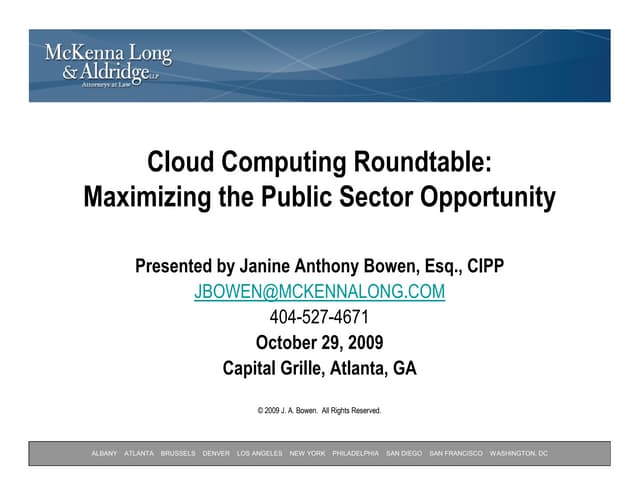 Cloud Computing - Public Sector Opportunity