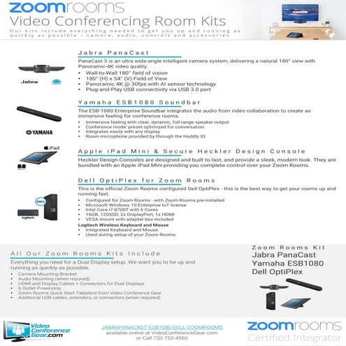 Zoom Rooms Kit from Video Conference Gear featuring the Jabra PanaCast and Ya...