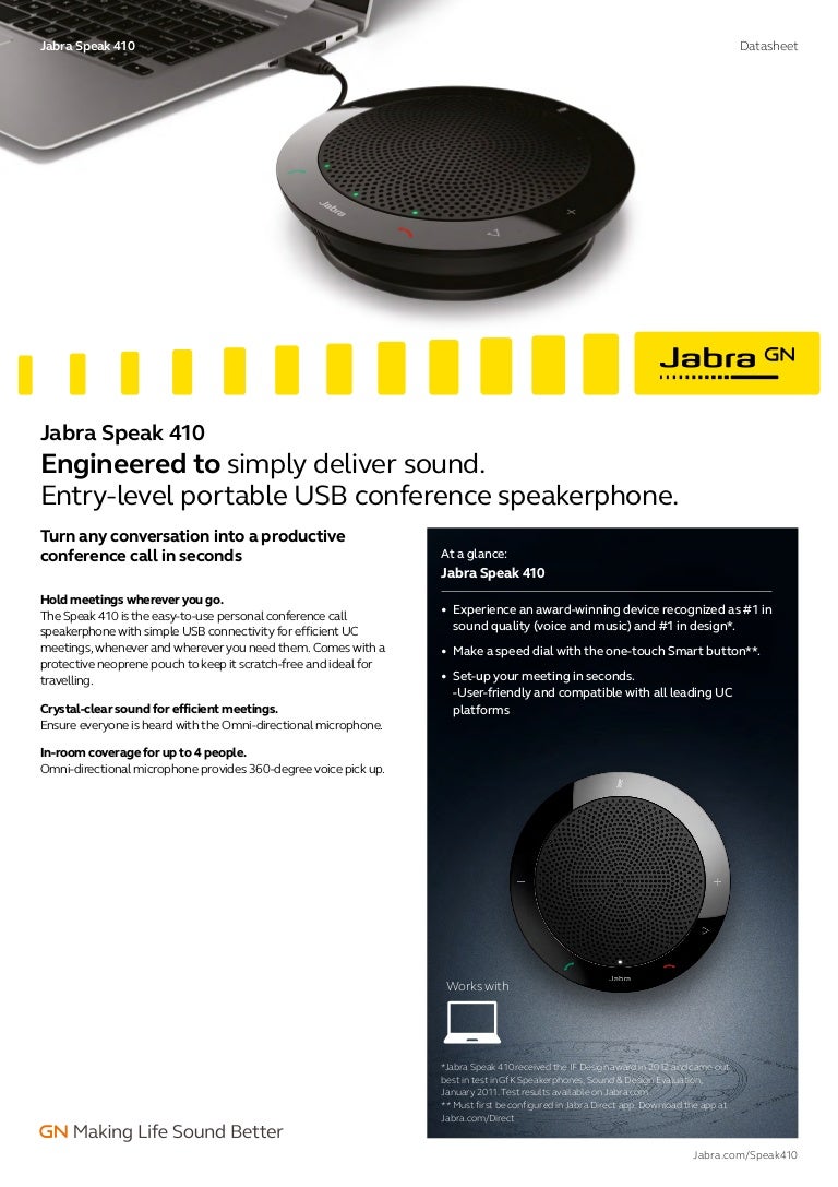 Jabra speak 410 datasheet a4 screen